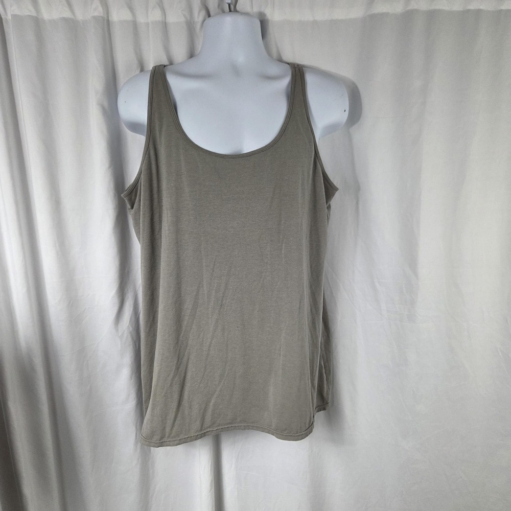 Kalon Tank Top Womens Plus 3XL Gray Scoop Neck Stretch Camisole Jersey Shirt